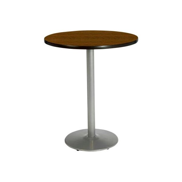 KFI 36" Round Bar Height Restaurant Table, Walnut Table/Silver Base